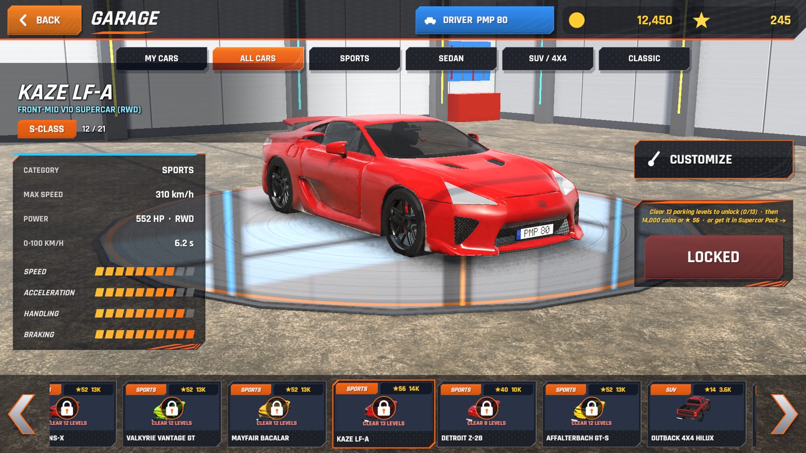 Garage with paint, rims and number plate customization